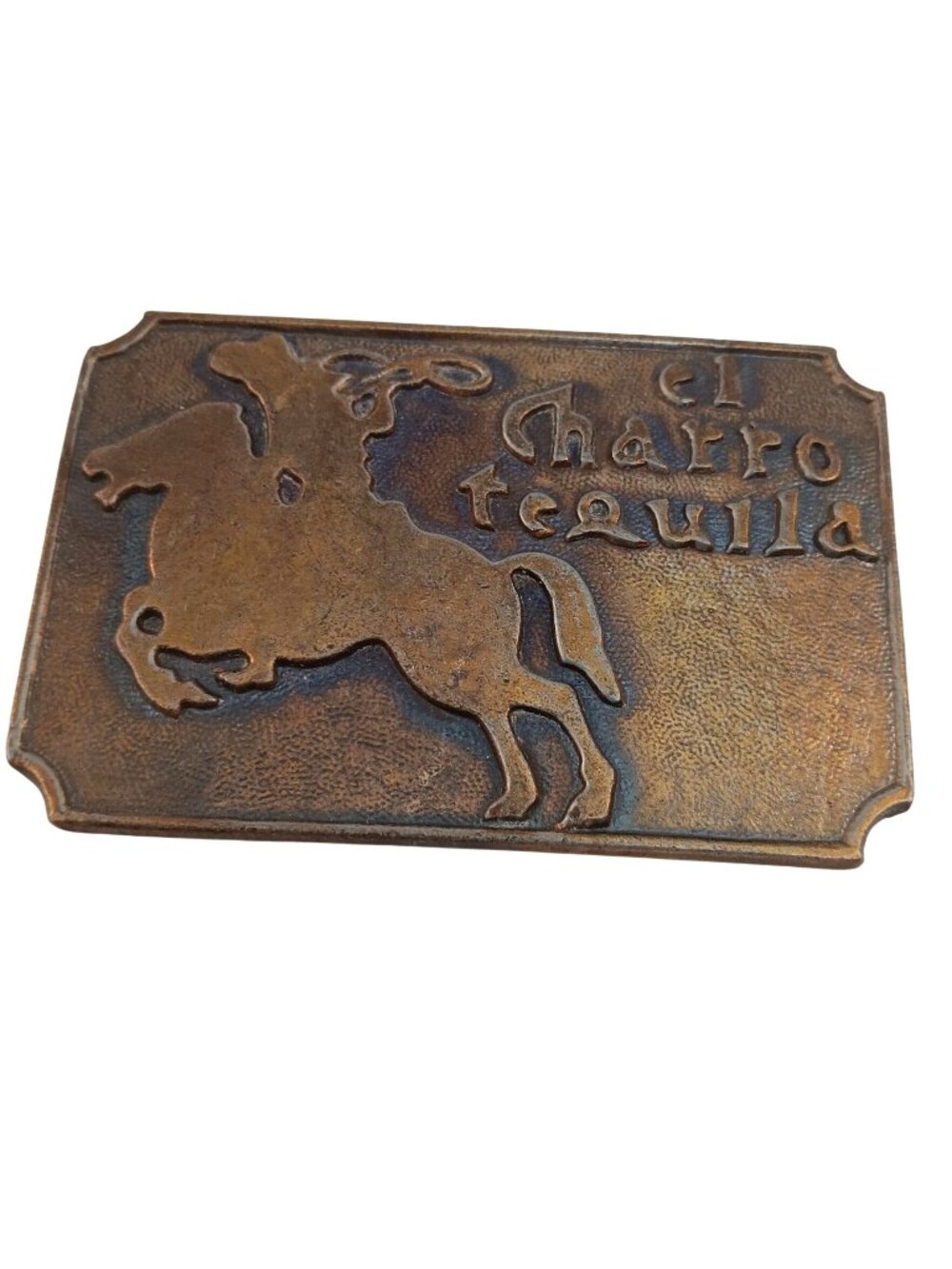 Vintage El Charro Tequila Belt Buckle Metal Bronco Embossed Design Product Of Me